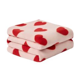 OHS Love Heart Fleece Blanket, 120x150cm - Red/Pink