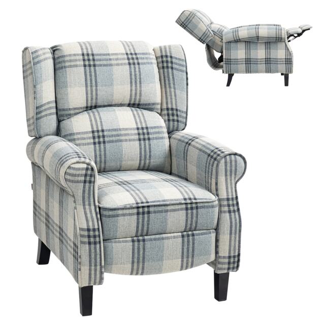 HOMCOM Recliner Chair for Living Room Wingback Chair with Padded Armrest Grey Grey Grey