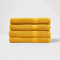 Homescapes Turkish Cotton Bath Towel Set of 4 - Ochre Yellow Bath towel 4