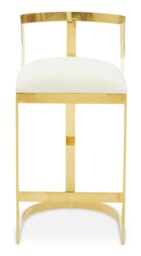 Orsina Ivory Velvet Bar Stool, Gold Finish Bar Chair, Curved Backrest with Plump Seat, Kitchen Bar Stool for Home