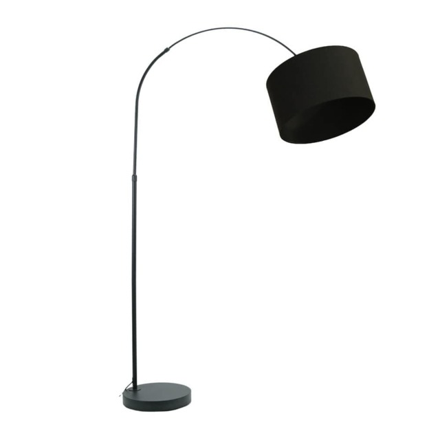 ValueLights Louis Black Arched Curved Floor Lamp Black Shade and Bulb