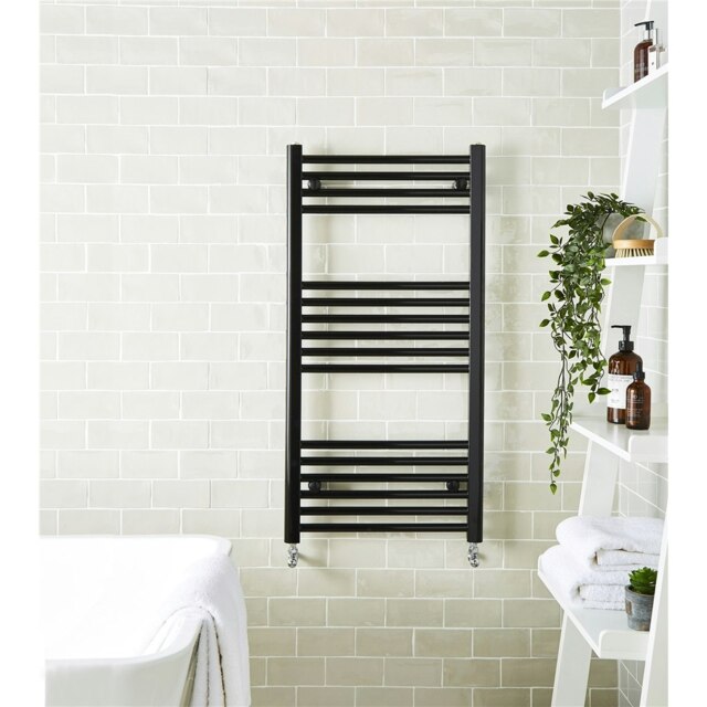 1200mm (H) x 400mm (W) - Vertical Black -22mm - Bathroom Towel Rail - (Clifton Rail) -(1.2m x 0.4m)