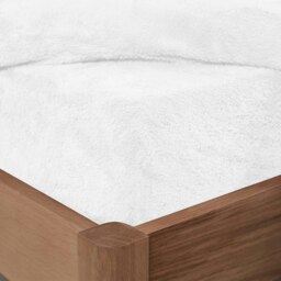 OHS Warm Soft Thermal Teddy Fleece 25cm Deep Fitted Bed Sheet, Single - White