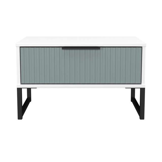 Menai 1 Drawer Wide Bedside Table in Duck & White Matt (Ready Assembled) Blue Duck & White Matt