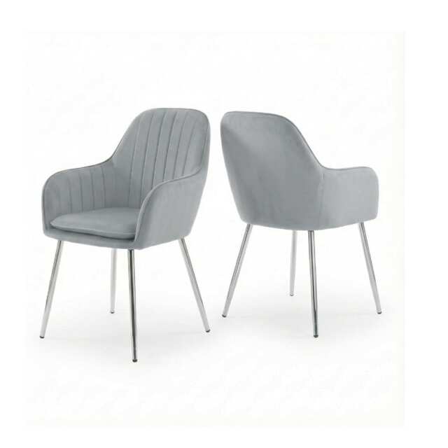 Alivio Velvet Accent Arm Chairs with Metal Legs (Pack of 2,Grey)
