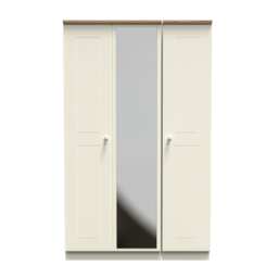 Albert Triple Mirror Wardrobe in Cream Ash & Riviera Oak (Ready Assembled) Cream Cream Ash & Riviera Oak