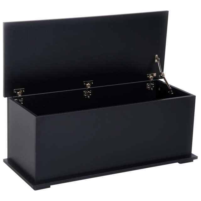 HOMCOM Storage Chest With Lid, 113L Storage Box, Black Black Black