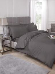 Percale Collection 180 Thread Count Percale Fitted Valance Sheet in Grey - Single