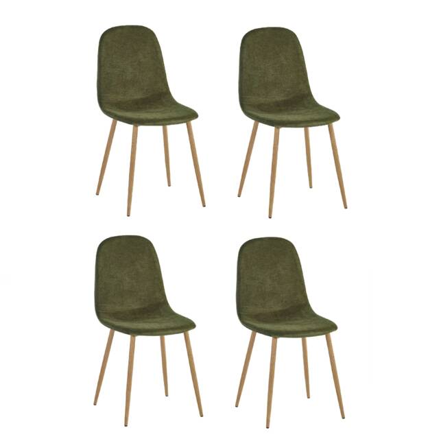 Alverton Premium Olive Green Chenille Upholstered Dining Chairs - Set of 4