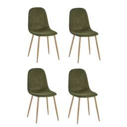 Alverton Premium Olive Green Chenille Upholstered Dining Chairs - Set of 4
