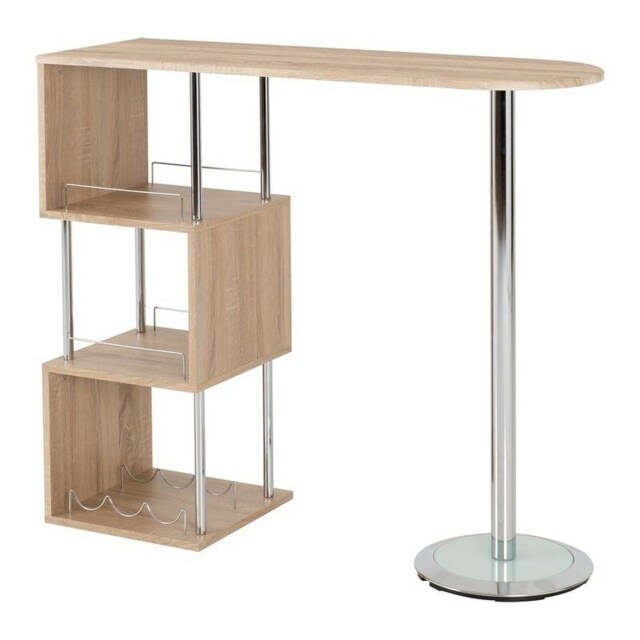 Charisma Home Bar Table - L120 x W40 x H104.5 cm - Light Sonoma Oak Effect Veneer/Chrome Brown