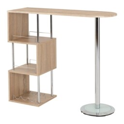 Charisma Home Bar Table - L120 x W40 x H104.5 cm - Light Sonoma Oak Effect Veneer/Chrome Brown