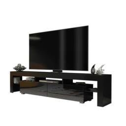 TV Unit TV Stand Black High Gloss Media Console Sideboard Storage Cabinet 200cm