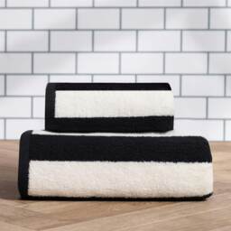 OHS 2 Pack Luxury 100% Cotton Stripes Jacquard Absorbent Quick Drying Bath Towel Multi Monochrome Bath towel