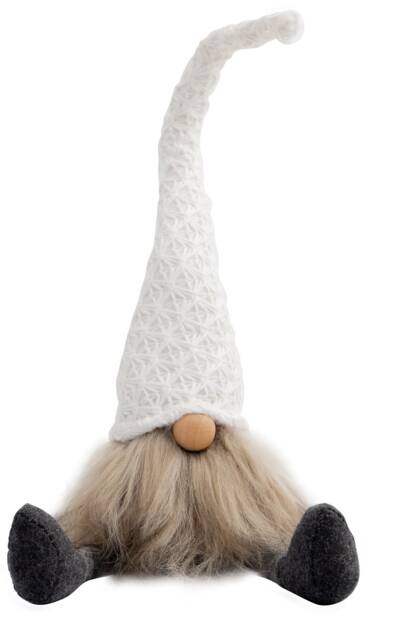 St Helens FABRIC SANTA-GONK DECORATION - White Hat