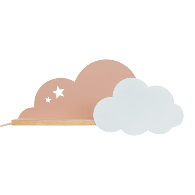 ValueLights Pink and White Cloud Shelf Plug in Wall Light