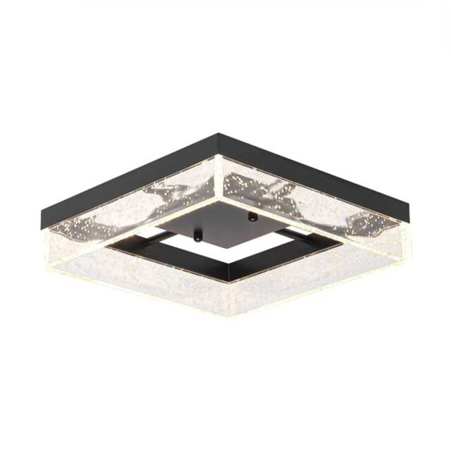 Modern Square Black LED Ceiling Light Warm White 30cm