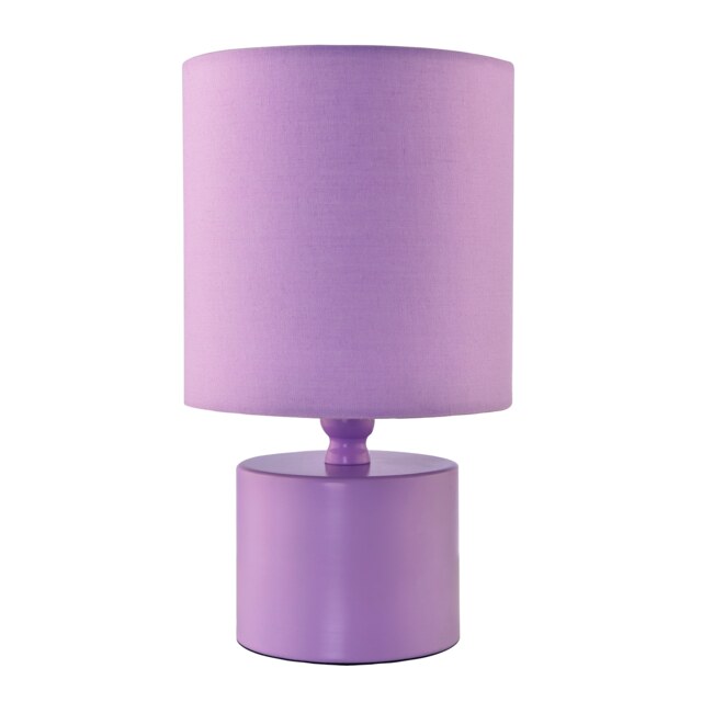 Modern Soft Lilac Glossy Table Lamp with Cotton Fabric Drum Shade