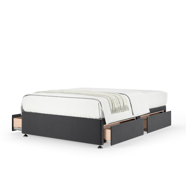 Super Ortho Orthopaedic Graphite Plush Velvet 4 Drawer Divan Set Double