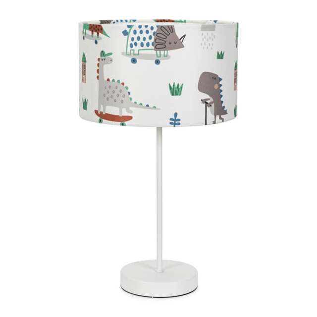 ValueLights Charlie White Table Lamp Cartoon Dino Shade and Bulb