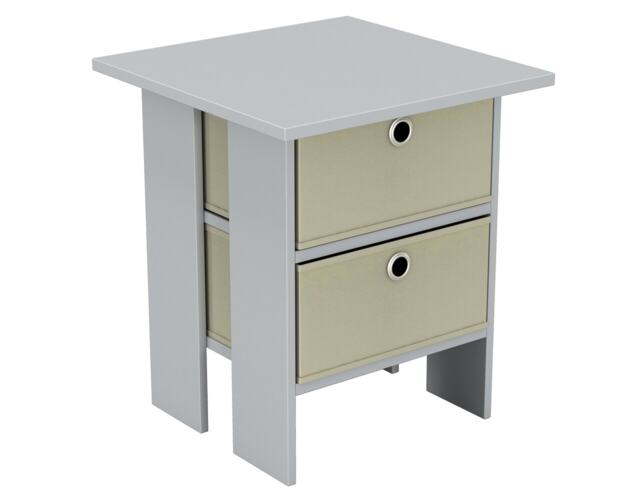 2-Tier 2- Drawer Wooden Side Table Grey Grey & Beige 1