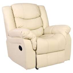 Seattle Manual Recliner Armchair Home Lounge Bonded Leather Chair (Cream)