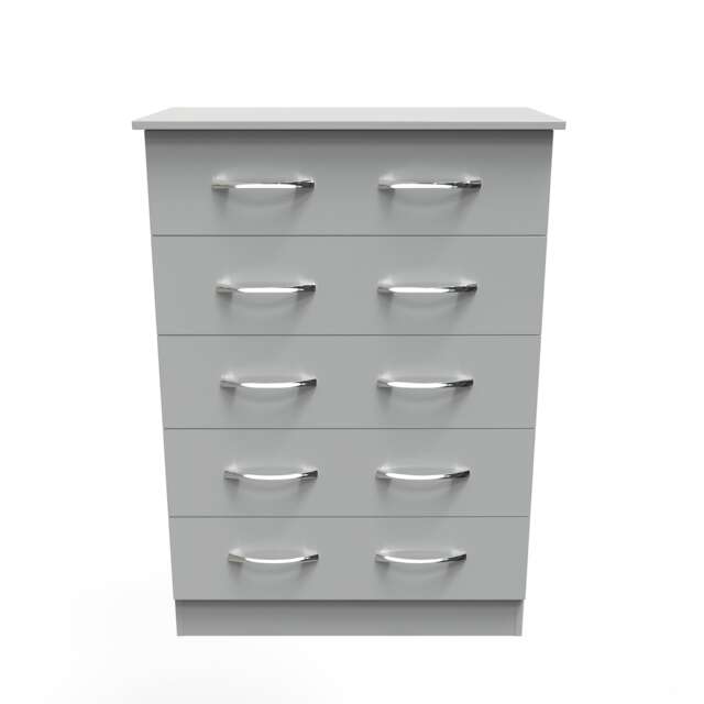 Hampshire 5 Drawer Chest of Drawers in Dusk Grey (Ready Assembled) Grey Dusk Grey