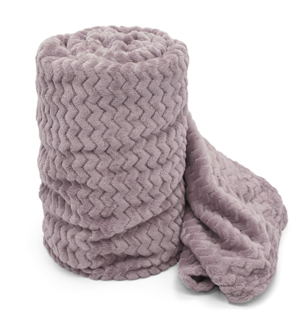 Velosso Moda Ribbed Chevron Super Soft Blanket - 150cm x 200cm Purple Mauve
