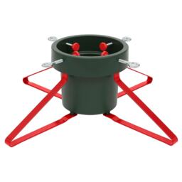 Neo Green And Red Christmas Tree Stand for Real Trees up to 8ft Extra Large Heavy Duty Metal Base with 4 Screws 3.3L Water Reservoir Tank Secure Stylish Festive Stable Design Green Red