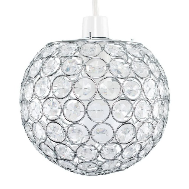 ValueLights Ducy Chrome Globe Ceiling Shade Acrylic Jewels