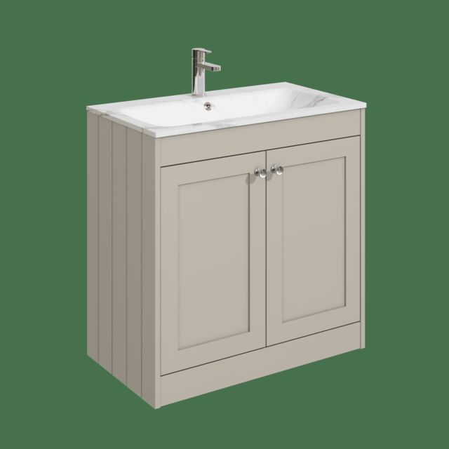 Balterley Floor Standing 2 Door Unit & Stone Basin 1 Tap Hole Grey 800 x 800 x 453mm