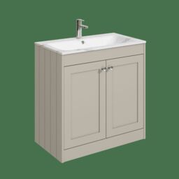 Balterley Floor Standing 2 Door Unit & Stone Basin 1 Tap Hole Grey 800 x 800 x 453mm