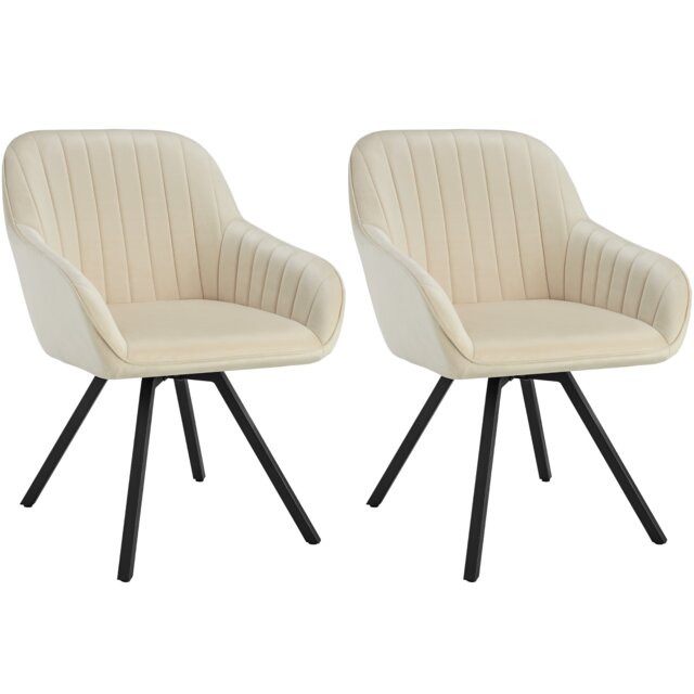 Lounge Armchair Living Room Accent Chair 360 Swivel Slim Steel Legs Velvet Fabric Cream cream 2