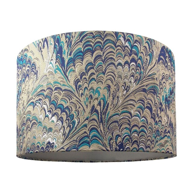 Contemporary and Vivid Peacock Print 35cm Table/Pendant Lampshade in Soft Cotton Multi Multi-Colour 1