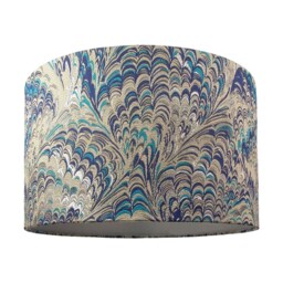 Contemporary and Vivid Peacock Print 35cm Table/Pendant Lampshade in Soft Cotton Multi Multi-Colour 1