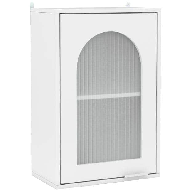 COSTSWAY Bathroom Wall Cabinet with Tempered Glass Door White 1