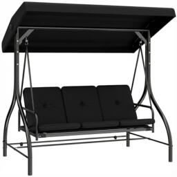 Outsunny 3 Seater Canopy Swing Chair Porch Hammock Bed Rocking Bench Black