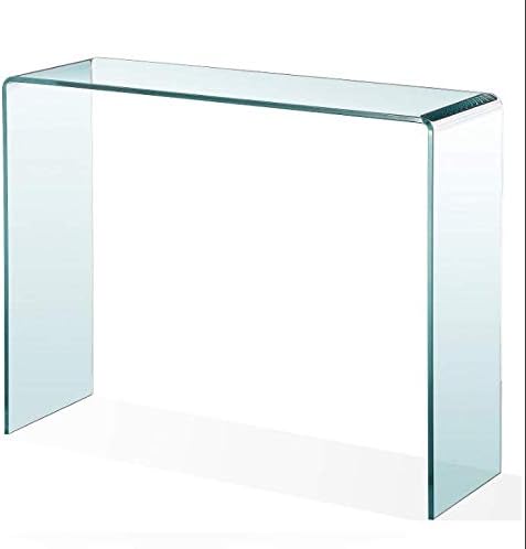 Crystal Large Stylish Curved Glass Hallway Console Table Clear Clear