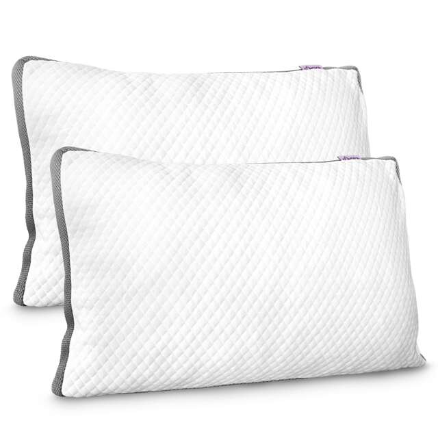 Aamira Luxury Orthopaedic Shredded Memory Foam Bed Pillow 70x45cm 2 Pack, Neck Support White White Twin Pack 1