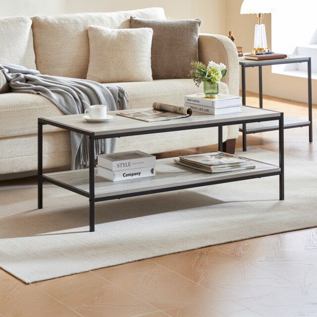 Vida Designs Brooklyn Coffee Table Industrial Side Living Room Table, Grey