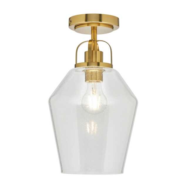 BHS Saskia Bubble Glass Flush Ceiling Light, Satin Brass