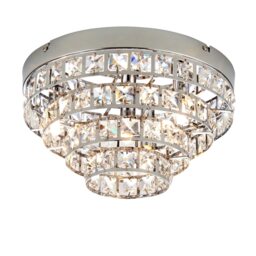 Motown 4 Light Flush Ceiling Light Chrome, Clear Crystal (K5) Glass, G9