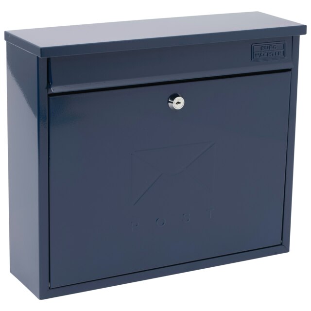 Burg-Wachter Elegance Wall Mounted Galvanised Stell Lockable Weatherproof Ppost Box - 36x31x11cm Blue Midnight Blue