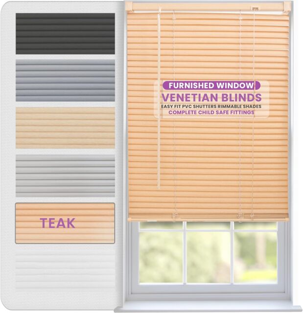 PVC Venetian Blinds 25mm Slats Waterproof, Easy Clean