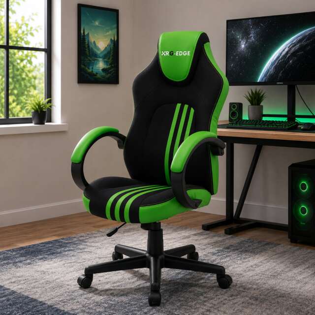 RG-EDGE Gaming Office Chair High Back, Armrests & Adjustable Height - Green