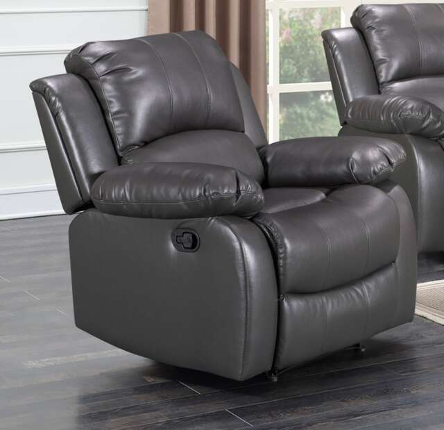 Faux Leather Grey Manual Recliner Chair VALENCIA