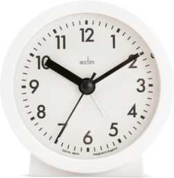 Acctim Gaby Small Analogue Contemporary Bedside Alarm Clock White White