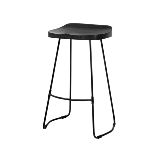 Rombass Solid Mango Wood Counter Stool with Saddle Seat and Footrest