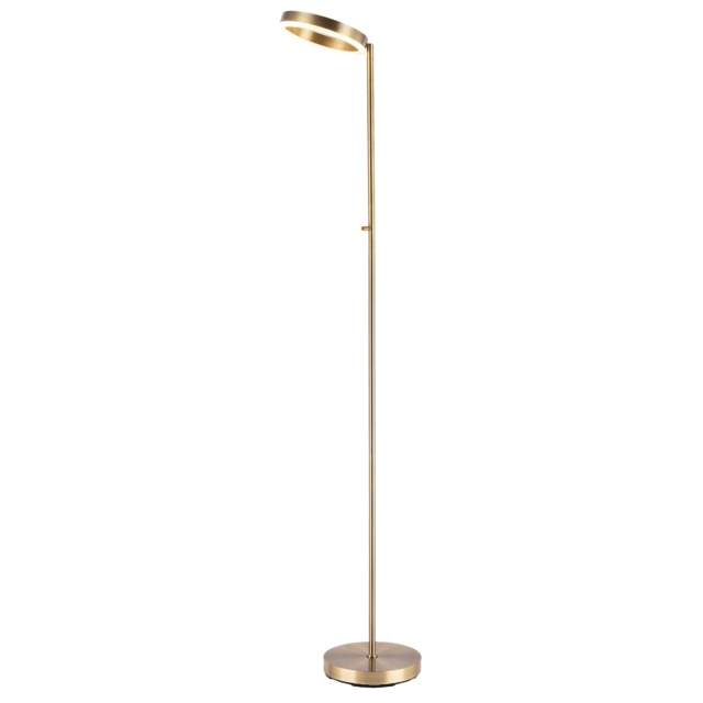 Modern LED Halo Ring Floor Lamp in Antique Brass with CCT Dimmer