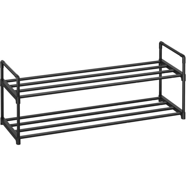2-Tier Stackable Shoe Rack, Metal Organizer for Entryway, Hallway or Bedroom, Compact Storage Solution, Black